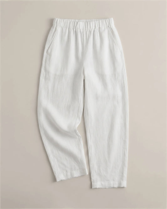 100% European Linen Pants - XS / White