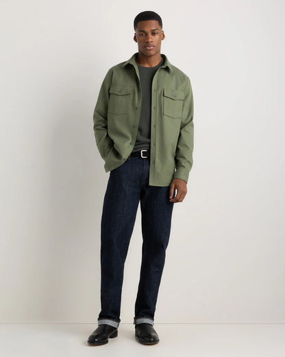 Brushed Cotton Wool Utility Overshirt - S / True Black