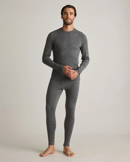 100% Merino Wool Cold Weather Base Layer Bottoms - S / Black