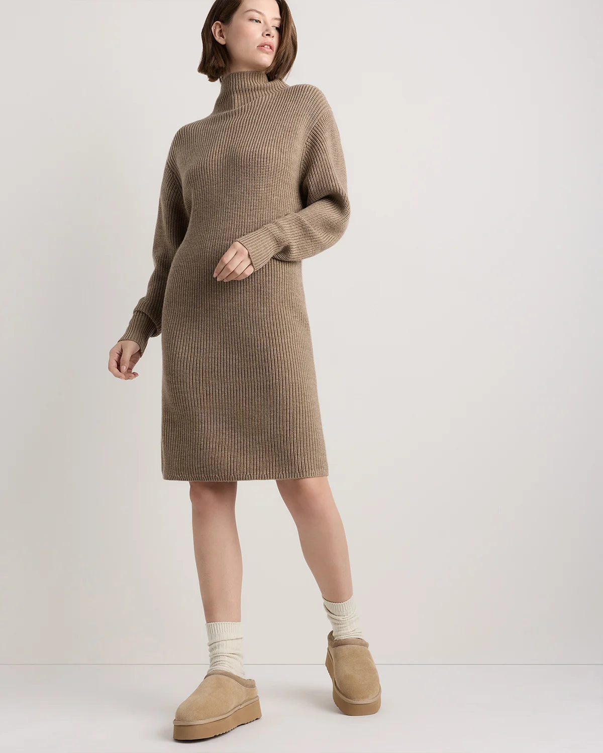 Australian Shearling Platform Clog Slipper - 5 / Pecan