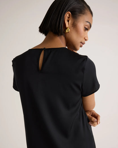 Washable Stretch Silk Tee Dress - XS / Black