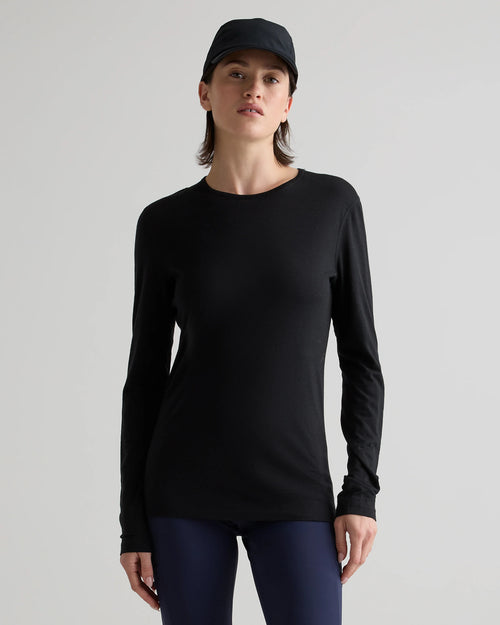 100% Merino Wool All-Season Long Sleeve Base Layer - XS / Black