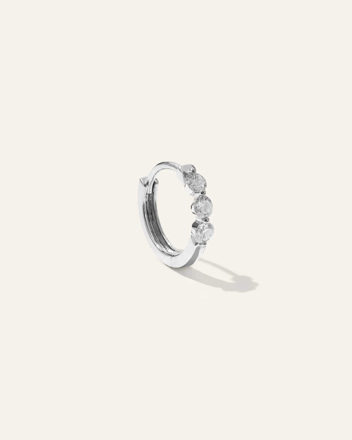14K Gold Lab Grown Diamond Shared Prong Huggie - One Size / Yellow Gold