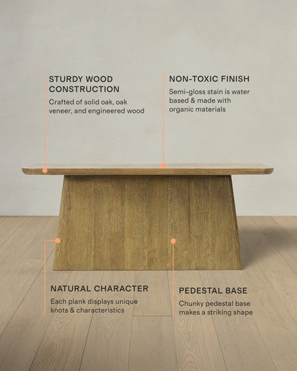 Rustic Oak Plinth Console Table - One Size / Light Brown