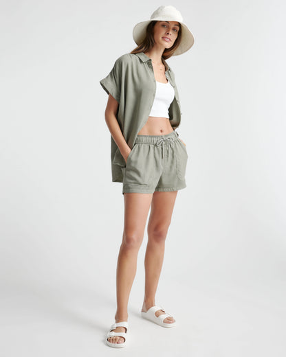 Vintage Wash Tencel Utility Shorts - XS / Moonstone Blue