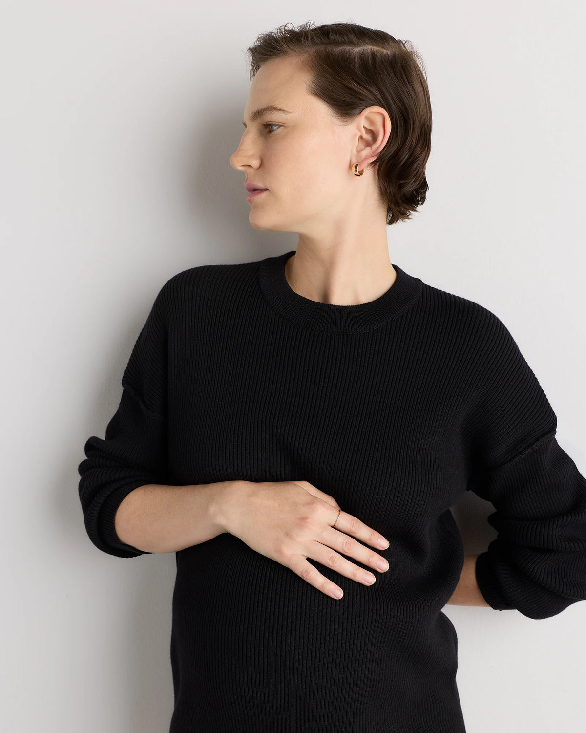 Cotton Cashmere Oversized Maternity Sweater - XS / Black