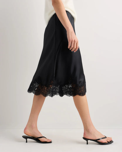 100% Washable Silk Lace Skirt - XS / Vintage Pink