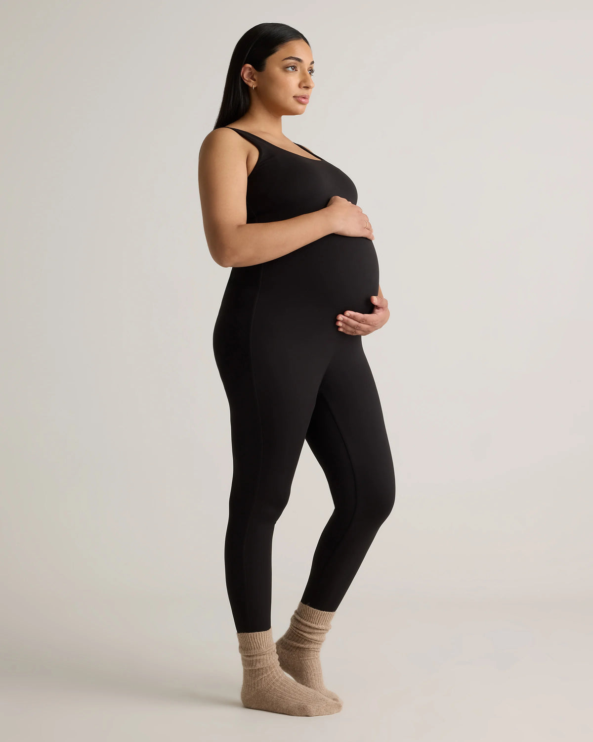 Recycled Knit Maternity Tank Unitard - XS / Black