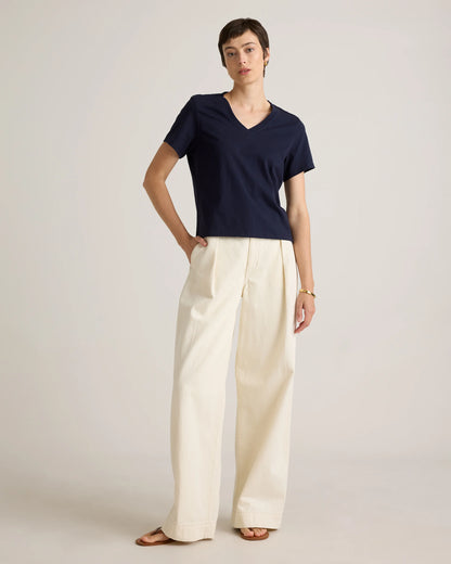 100% Organic Cotton Boxy V-Neck Tee (3-Pack) - XS / Deep Navy