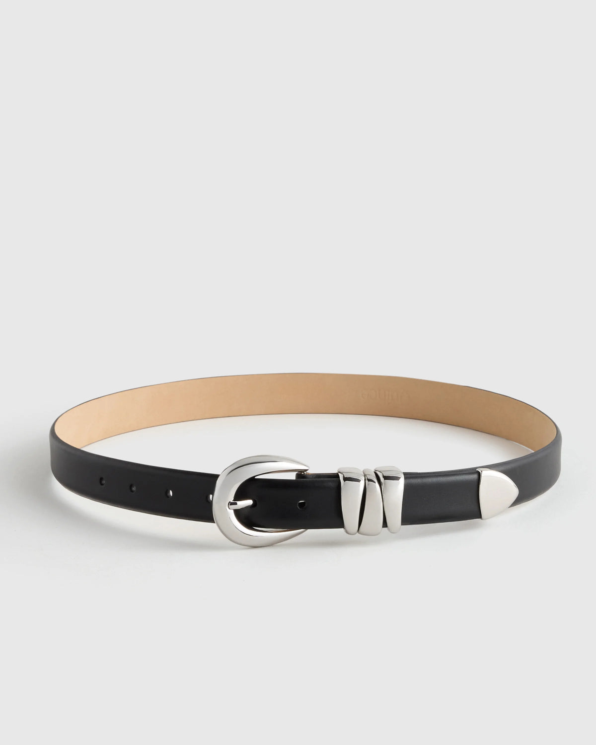 Elissa Triple Keeper European Leather Belt - XS / Black/Gold