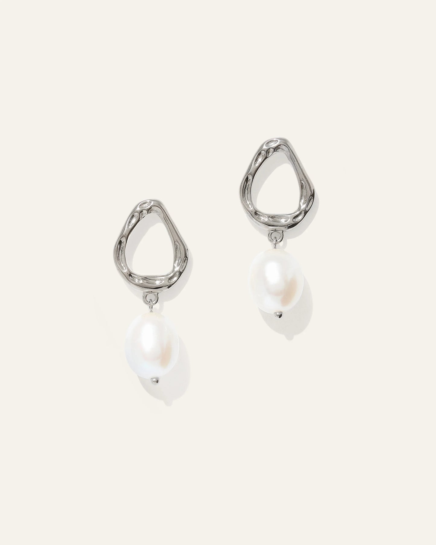Freshwater Cultured Pearl Sculptural Drop Earrings - One Size / Gold Vermeil