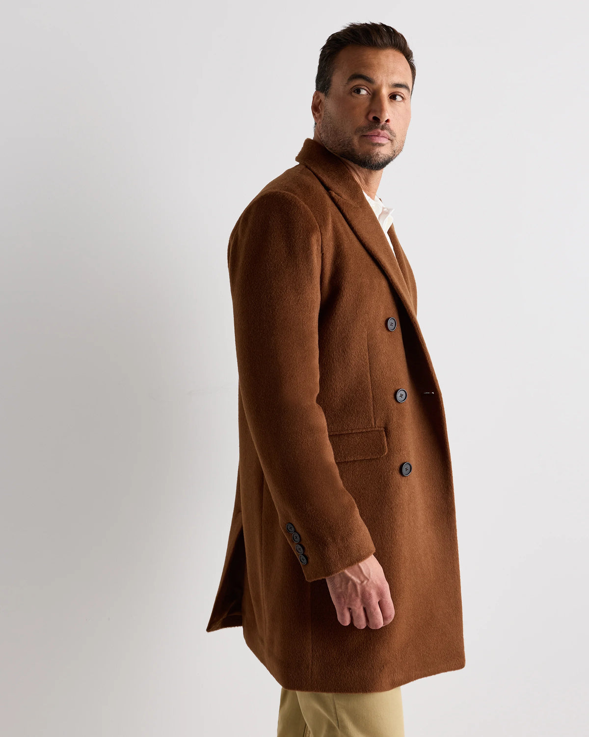 Camel Hair Double-Breasted Overcoat - S / Vicuna