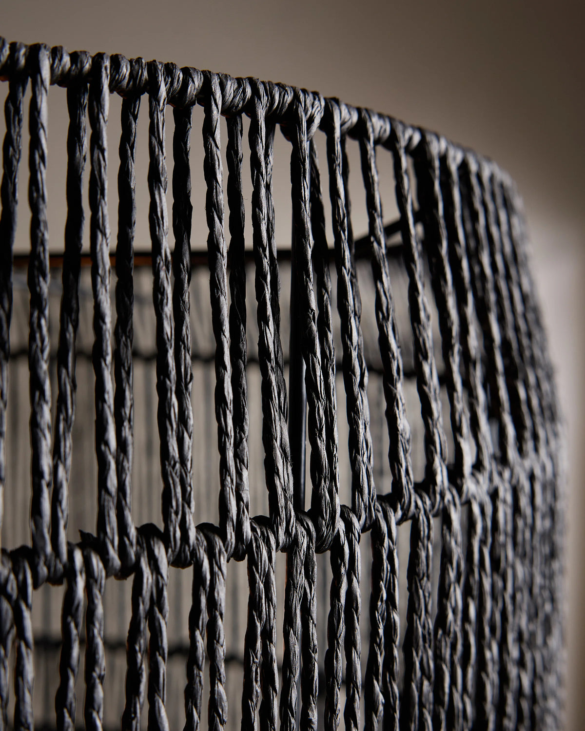 Woven Rope Drum Pendant Light - One Size / Black