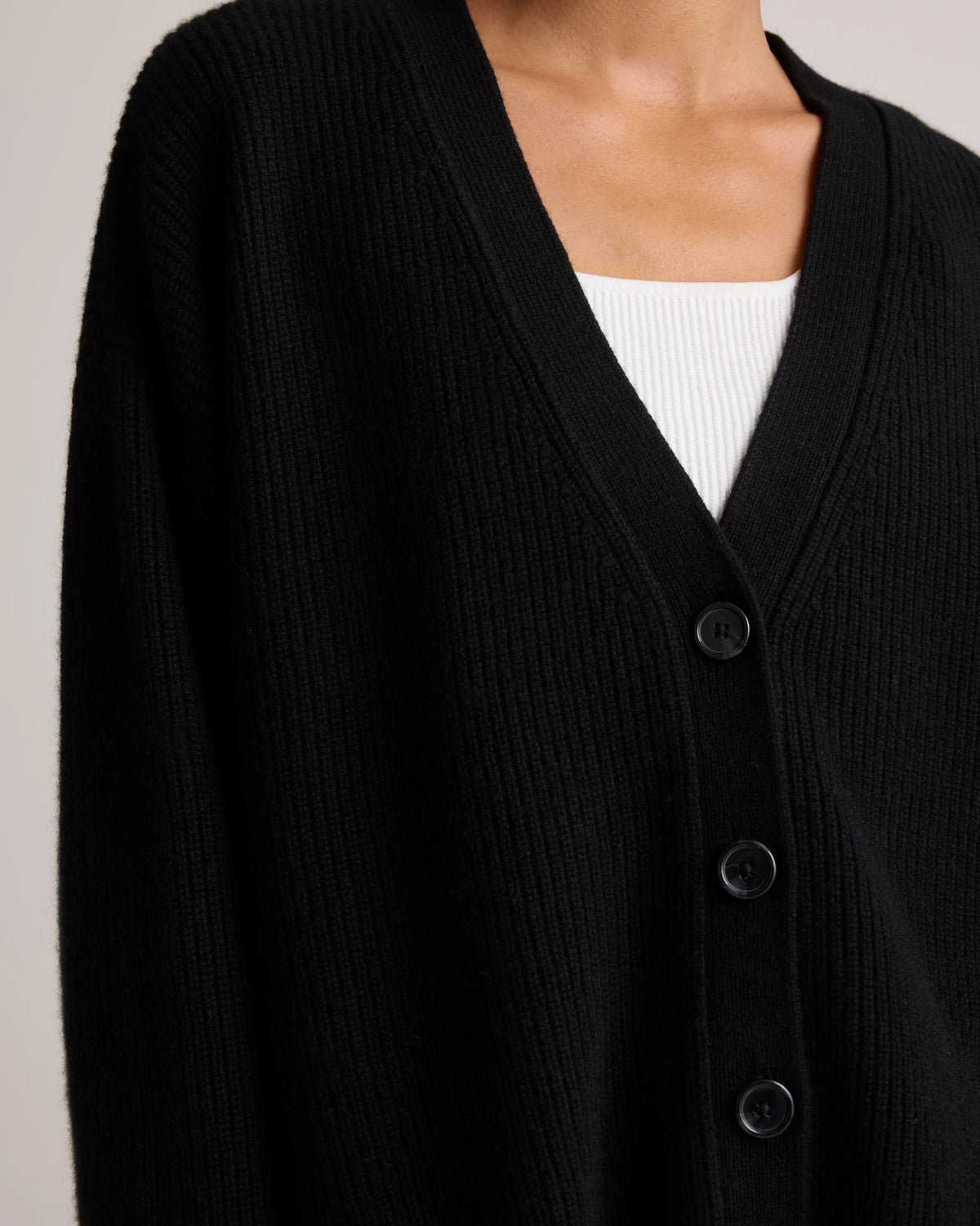 Mongolian Cashmere Fisherman Boxy Cropped Cardigan Sweater - XS / Faded Denim