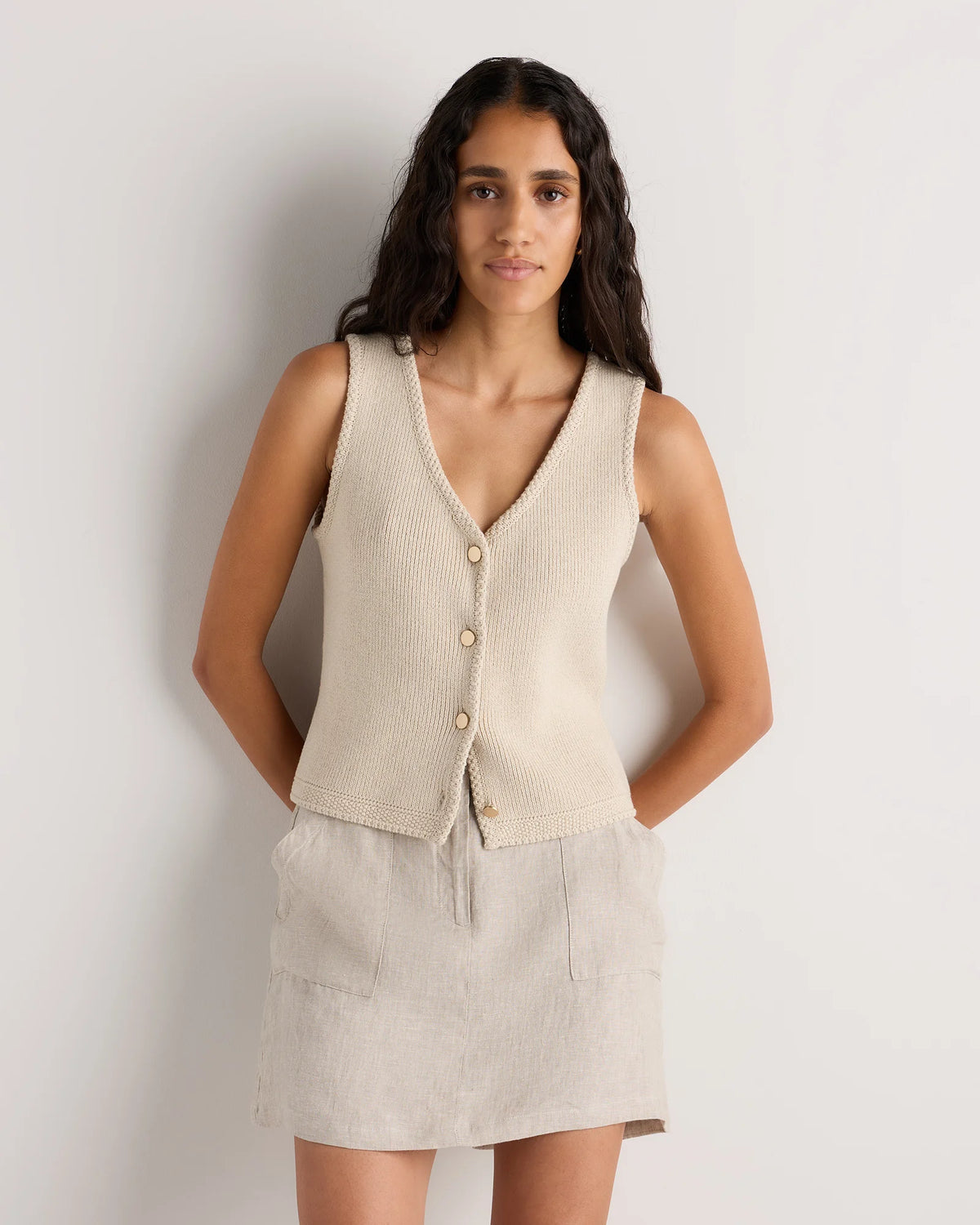 100% European Linen Utility Skort - XS / Bayberry Olive