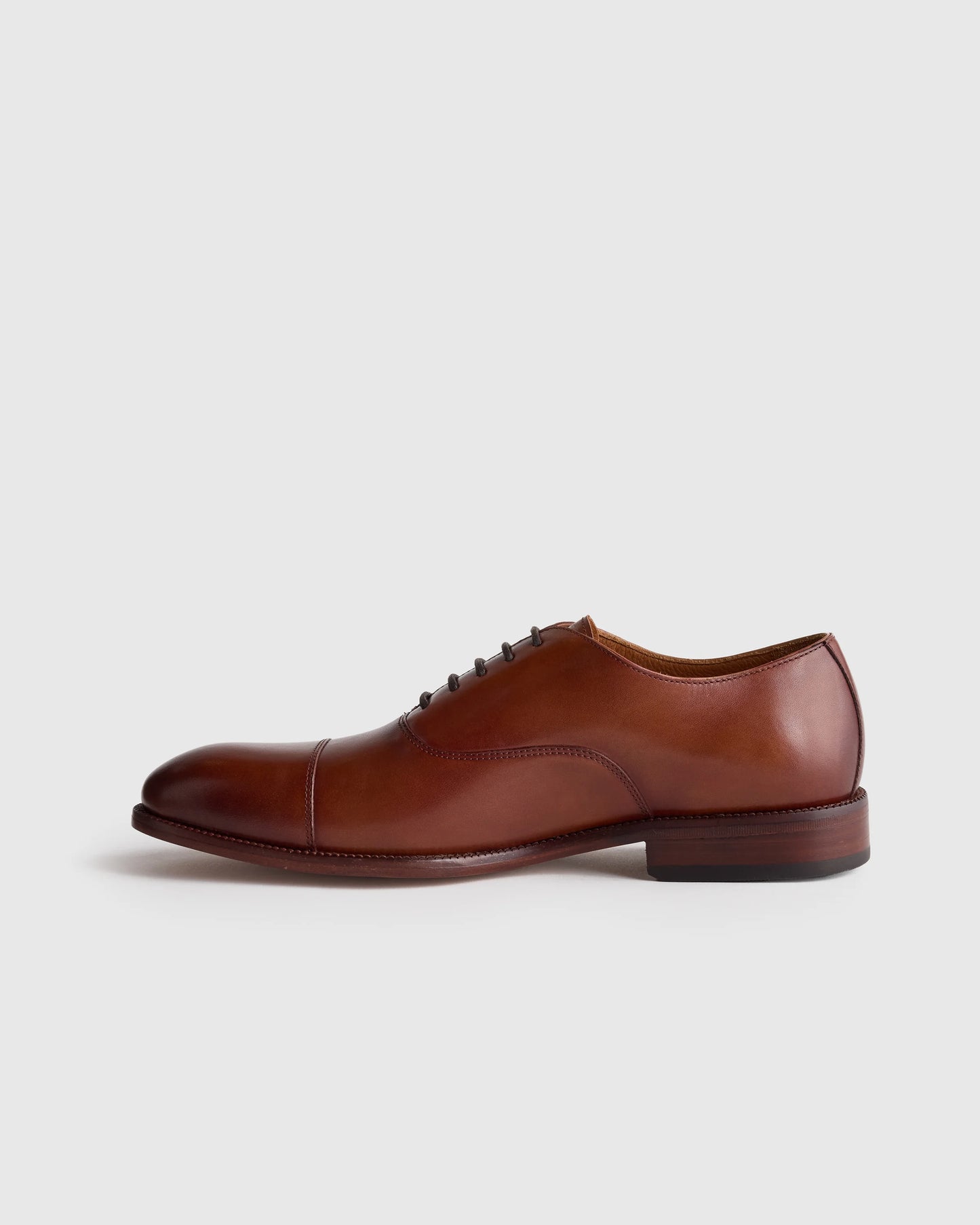 Italian Leather Cap Toe Oxford - 7 / Cognac