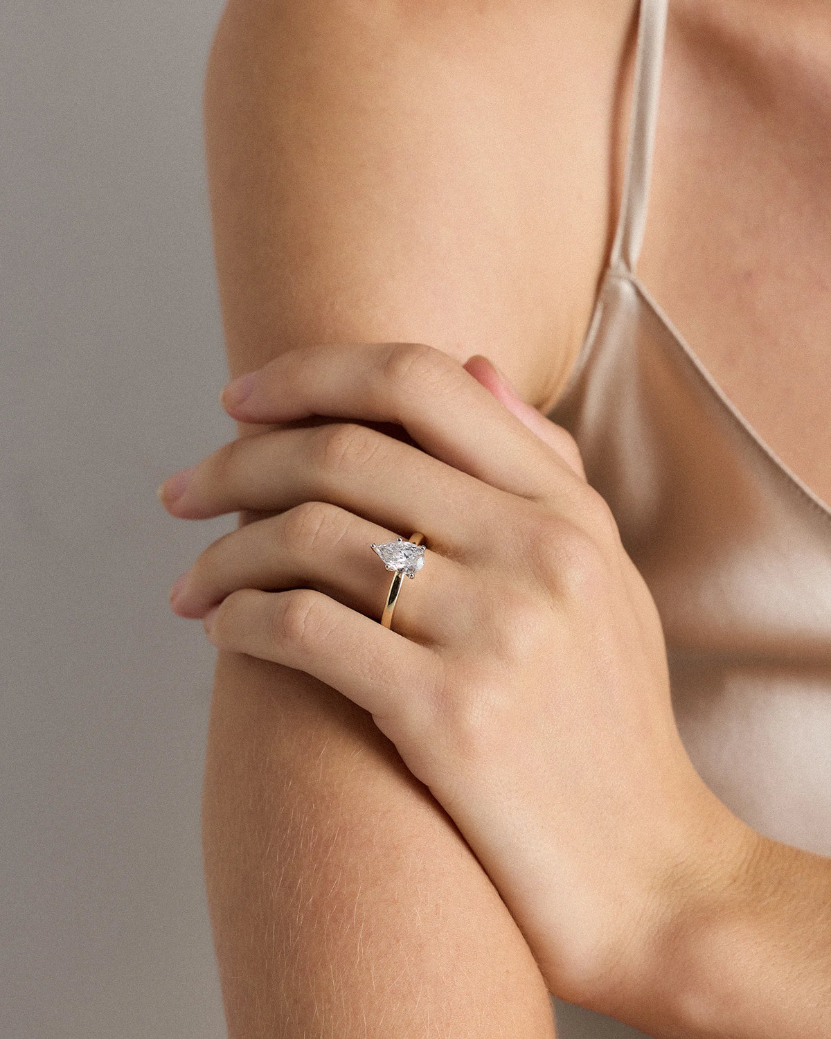 Lab Grown Diamond Pear Comfort Fit Engagement Ring - 1.5ct - 4 / Yellow Gold