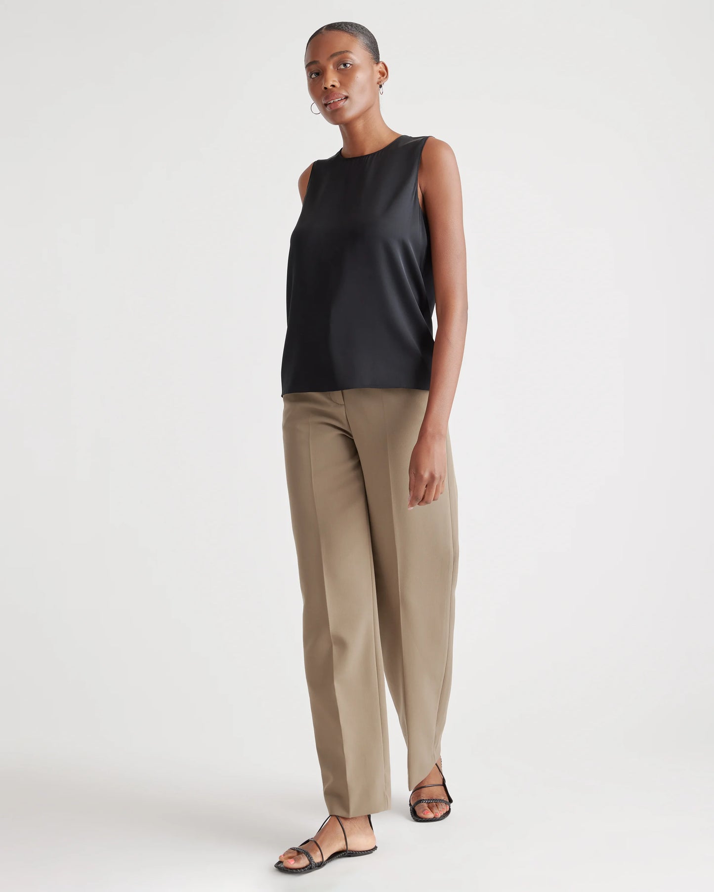 Washable Stretch Silk Shell Tank - XS / Forest Green