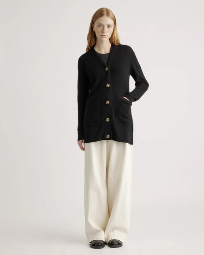 Baby Alpaca-Wool Oversized Cardigan - XS / Black