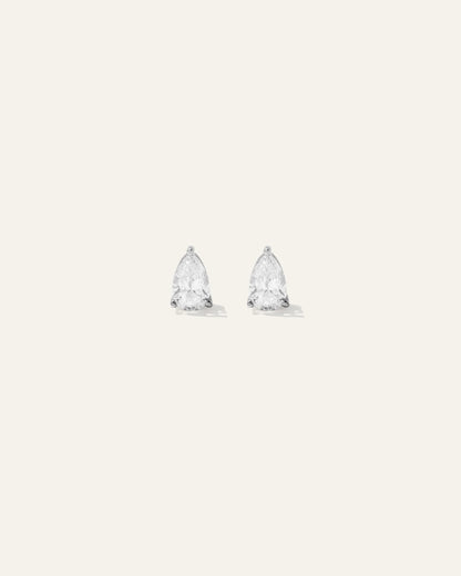 14k Gold Lab Grown Diamond Pear Solitaire Studs - 2ctw - One Size / White Gold