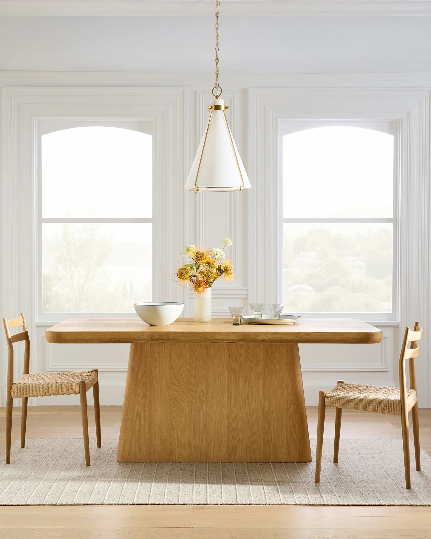 Rustic Oak Plinth Dining Table - 71" / Natural