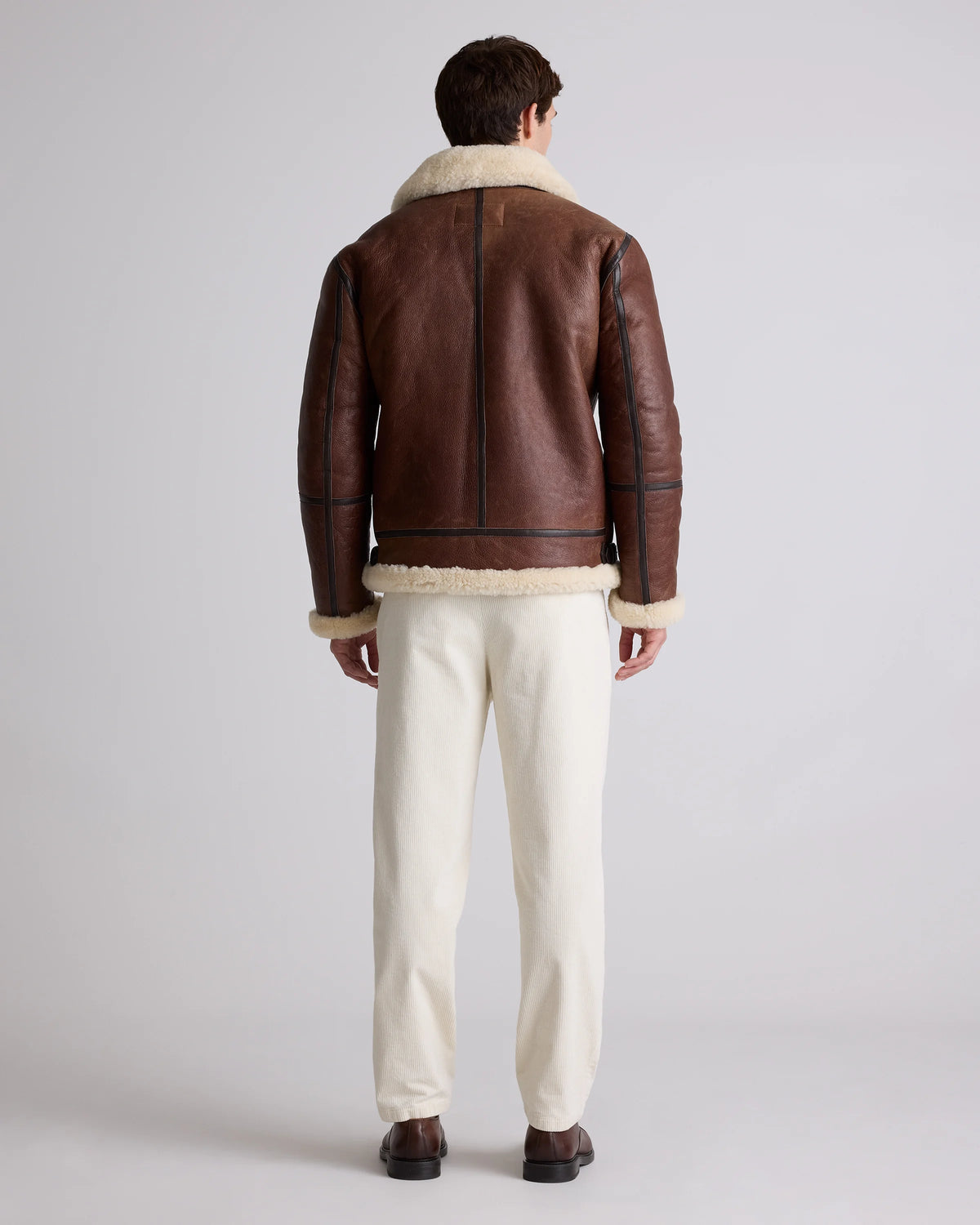 100% Shearling Bomber Jacket - S / Dark Brown