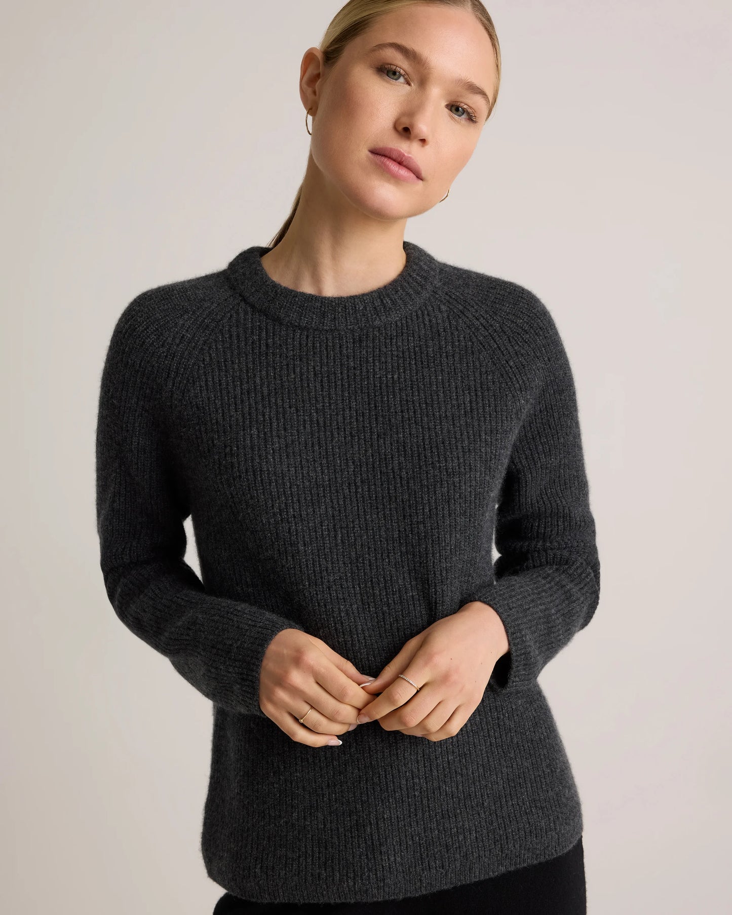 Mongolian Cashmere Fisherman Crewneck Sweater - XS / Teak