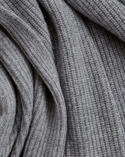 Ribbed Knit Cashmere Throw - 50x70 / Oatmeal