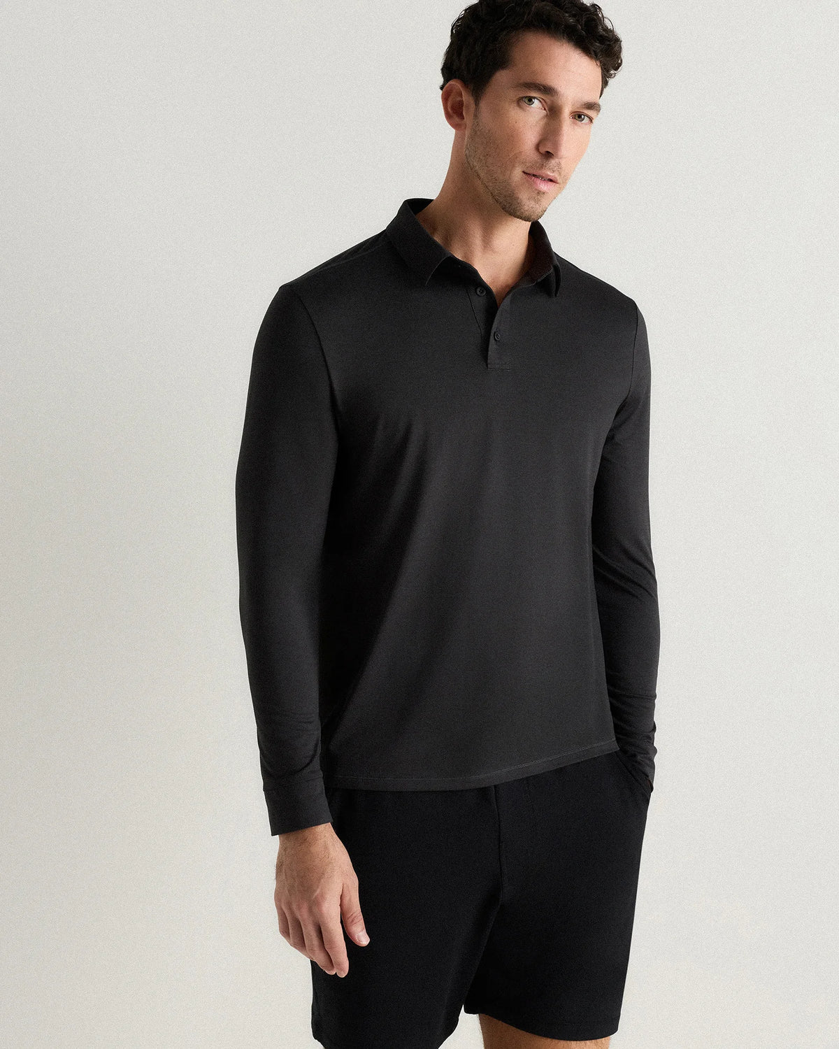 Flowknit Breeze Performance Long Sleeve Polo - XS / Heather Black