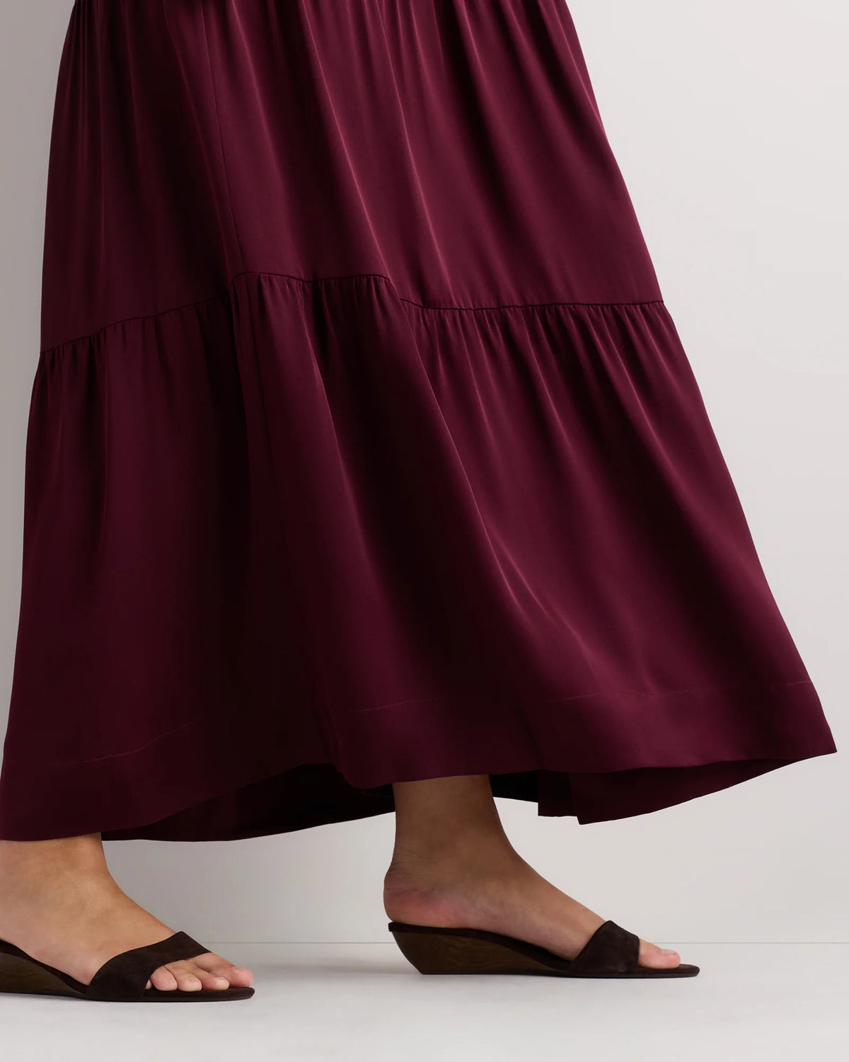 Washable Stretch Silk Tiered Maxi Dress - 1X / Navy