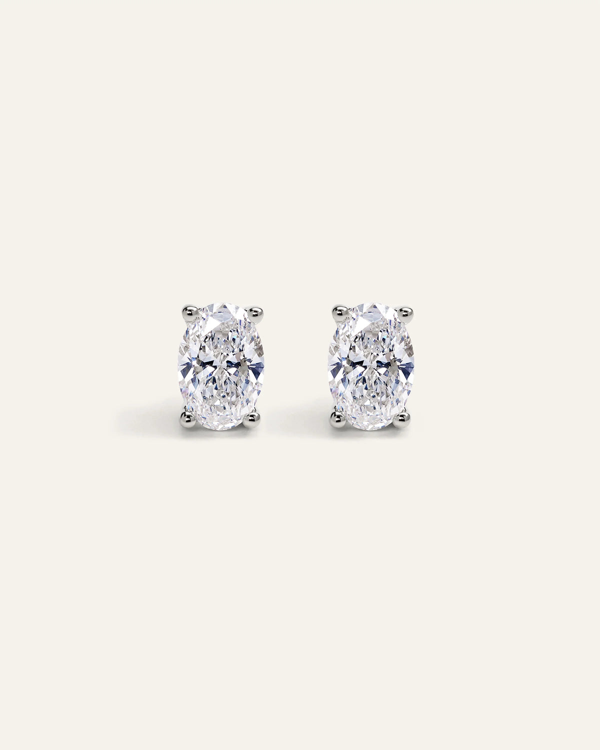14K Gold Lab Grown Diamond Oval Solitaire Studs - 2ctw - One Size / Yellow Gold