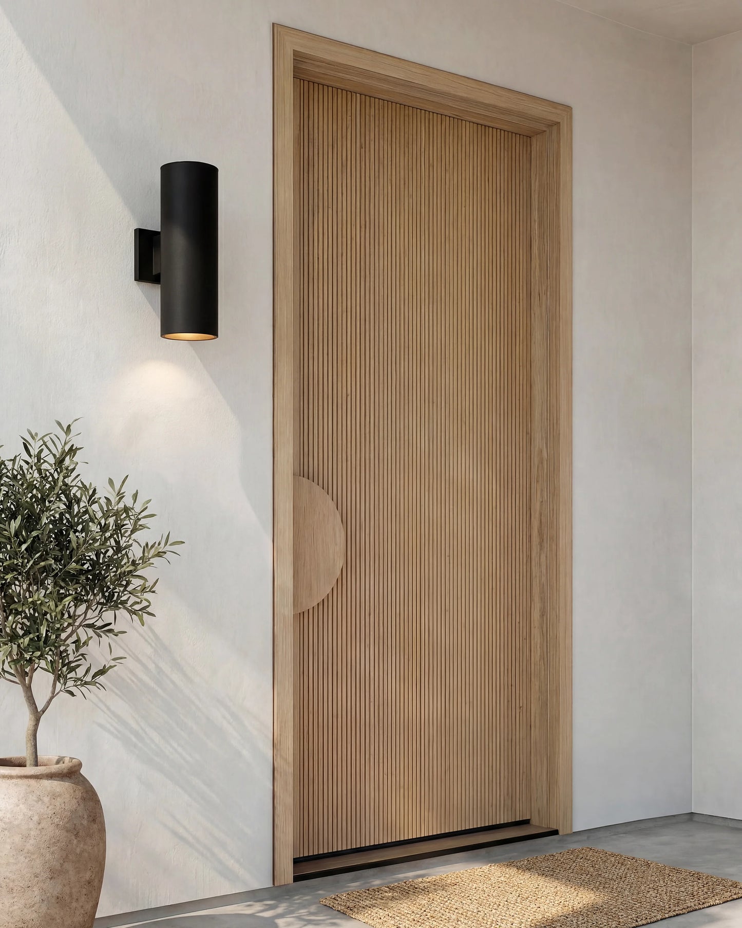 Outdoor Aluminum Cylinder Wall Sconce - One Size / Black
