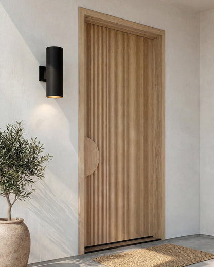 Outdoor Aluminum Cylinder Wall Sconce - One Size / Black