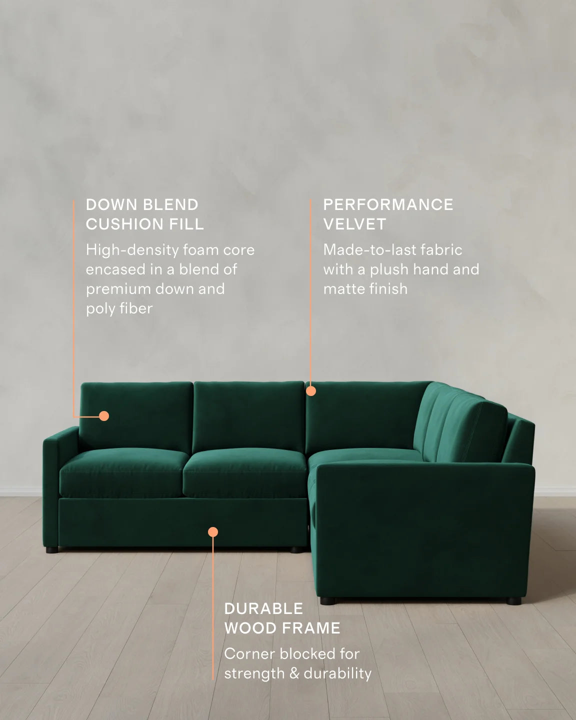 Brennan L Sectional in Performance Velvet - 99x99 / Taupe