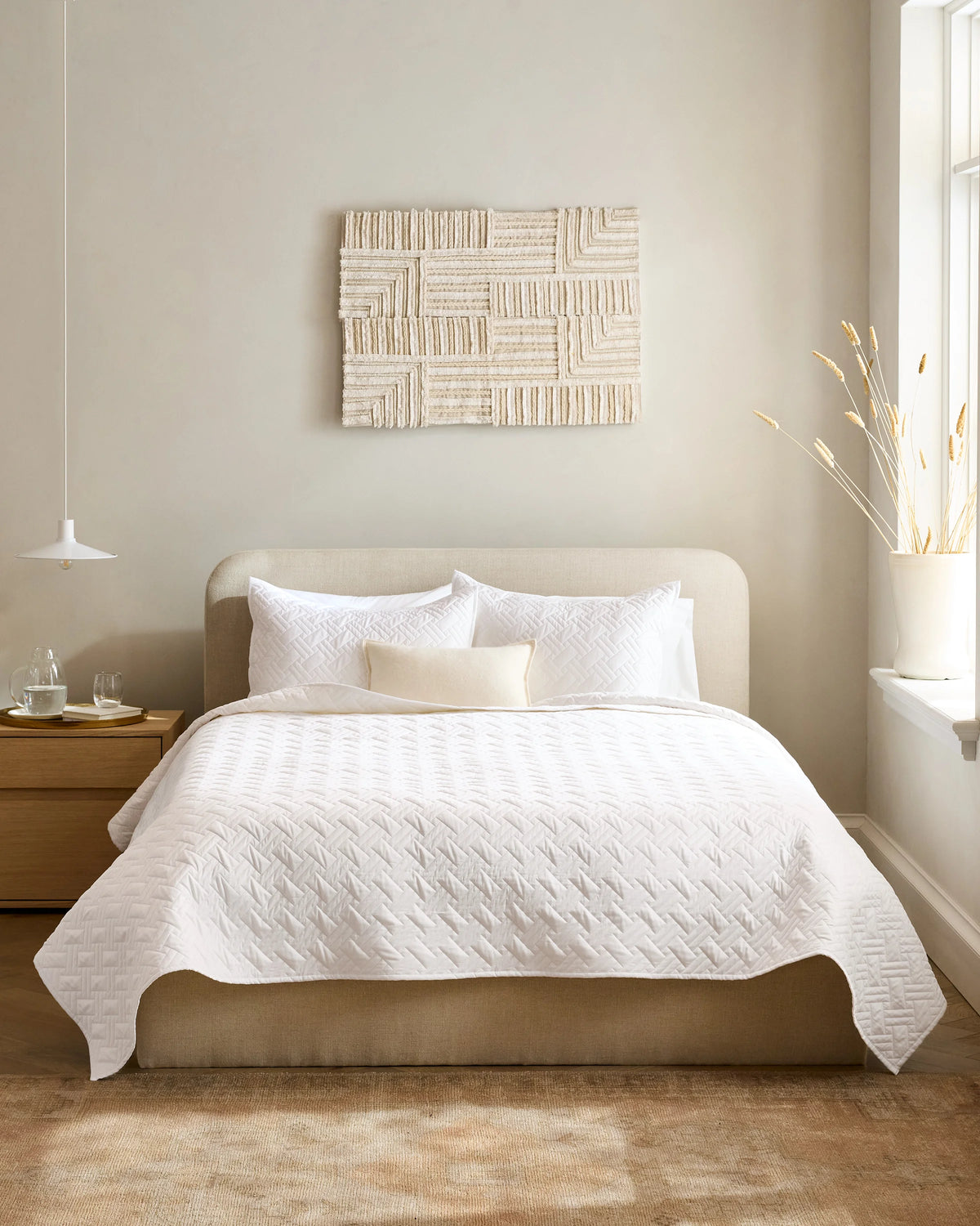 Organic Cotton Basketweave Quilt Set - Twin / Mineral