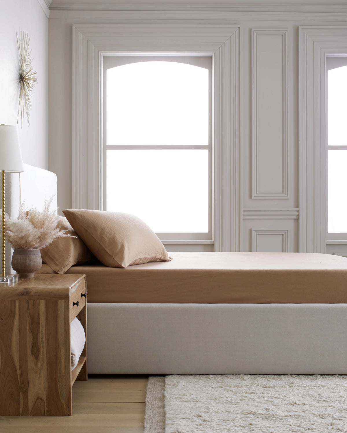 European Linen Fitted Sheet Set - Twin / Peach