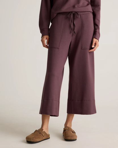 SuperSoft Fleece Cropped Wide Leg Pants - XS / Dried Fig