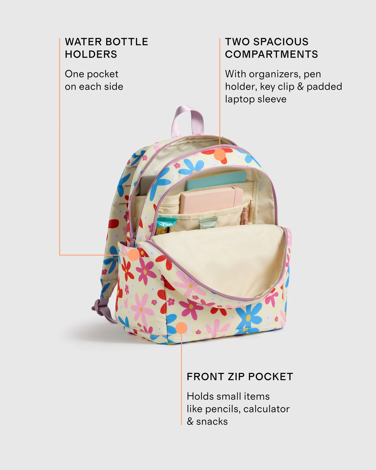 Recycled Double Pocket Backpack - One Size / Rainbow Clouds