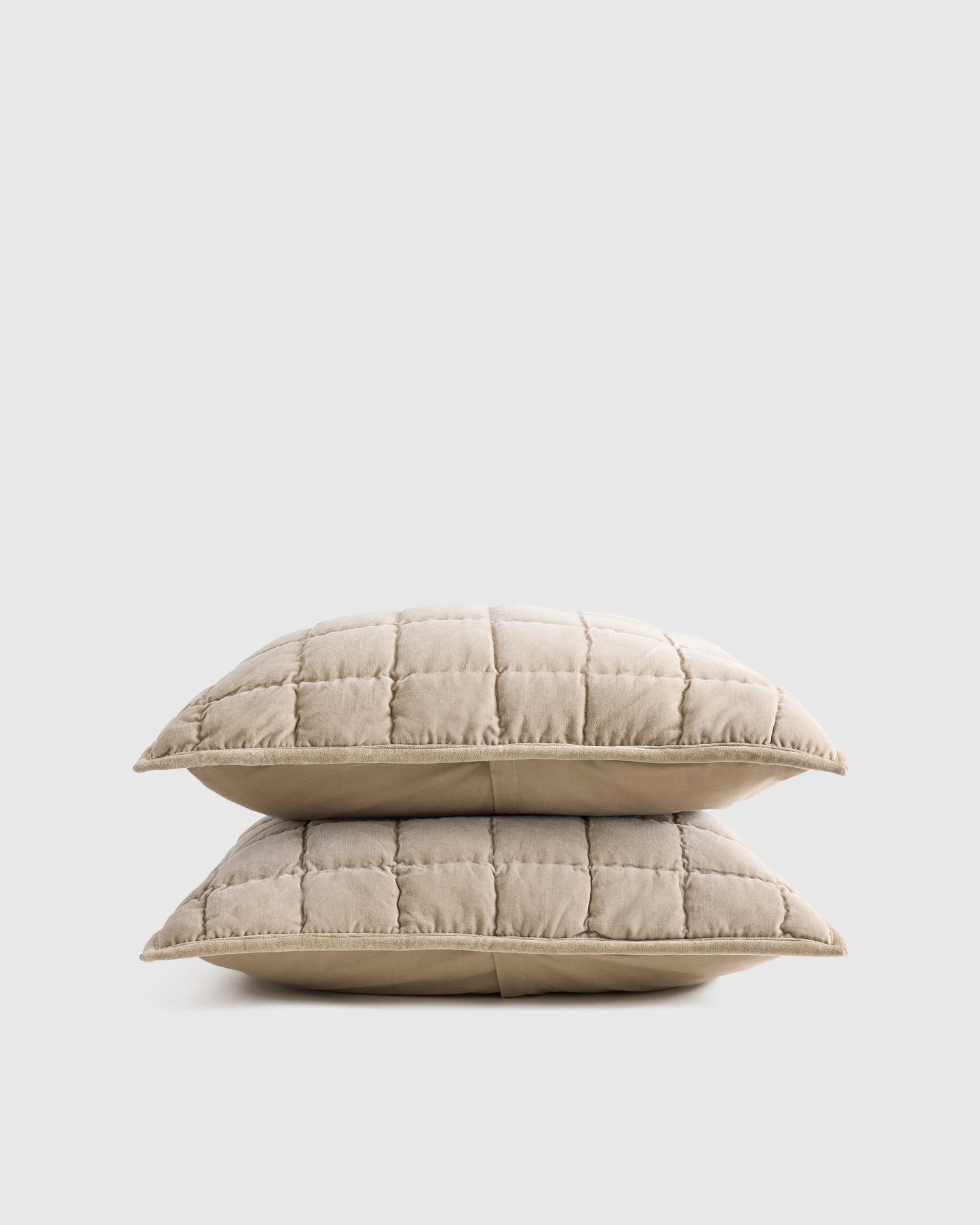 Cotton Velvet Box Quilted Sham Set - Standard / Terracotta