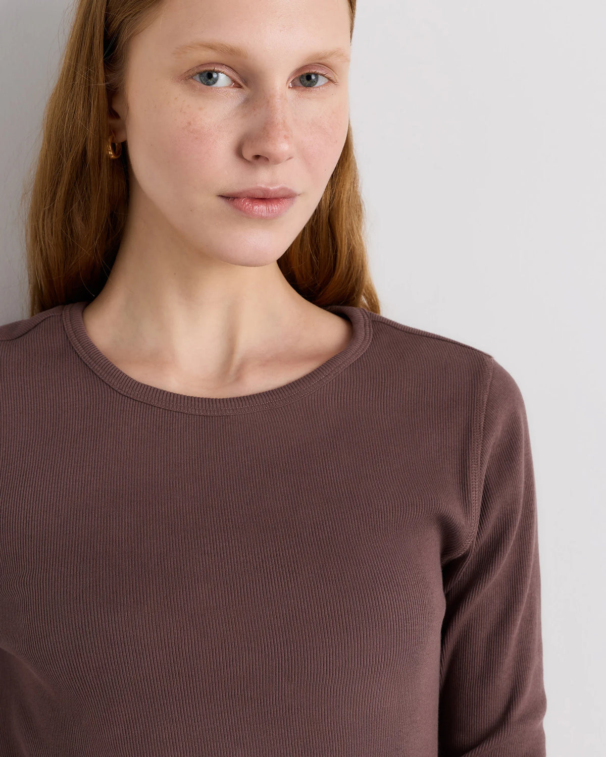 Organic Cotton Micro-Rib Long Sleeve Tee - XS / Moonstone Blue