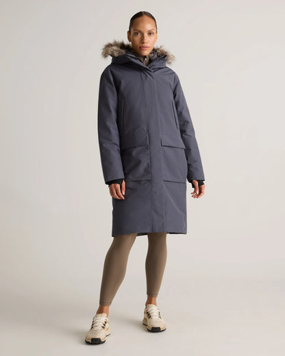 Responsible Down Hooded Long Parka - XS / Storm Blue