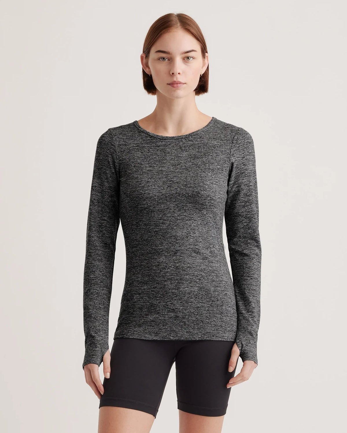 Ultra-Soft Fitted Long Sleeve Top - XS / Heather Navy