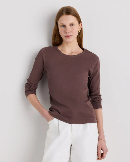 Organic Cotton Micro-Rib Long Sleeve Tee - XS / Moonstone Blue