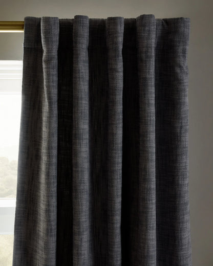 Textured Cotton True Blackout Curtain - 48x84 / White