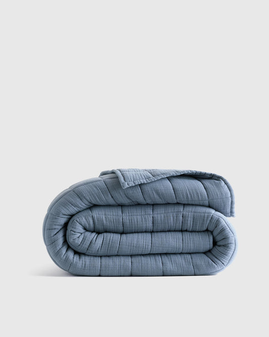 Organic Cotton Gauze Box Quilt - Twin / Mineral