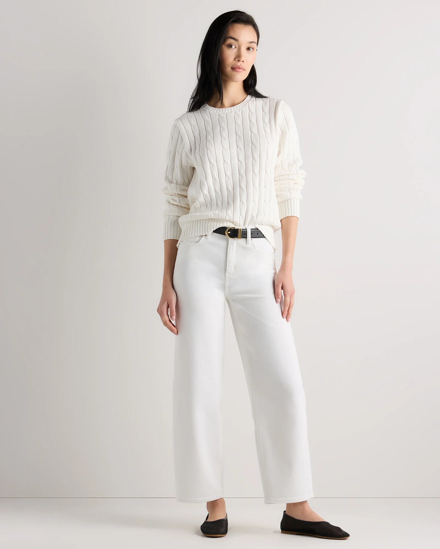 100% Organic Cotton Cable Crewneck Sweater - XS / Sapphire Blue