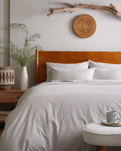 Organic Brushed Cotton Duvet Cover Set - Twin / Toffee