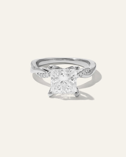 Lab Grown Diamond Princess Twisted Engagement Ring - 3ct - 4 / Yellow Gold