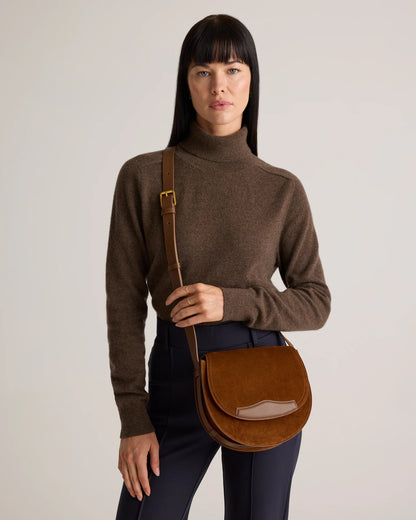 Italian Suede Saddle Bag - One Size / Pebble