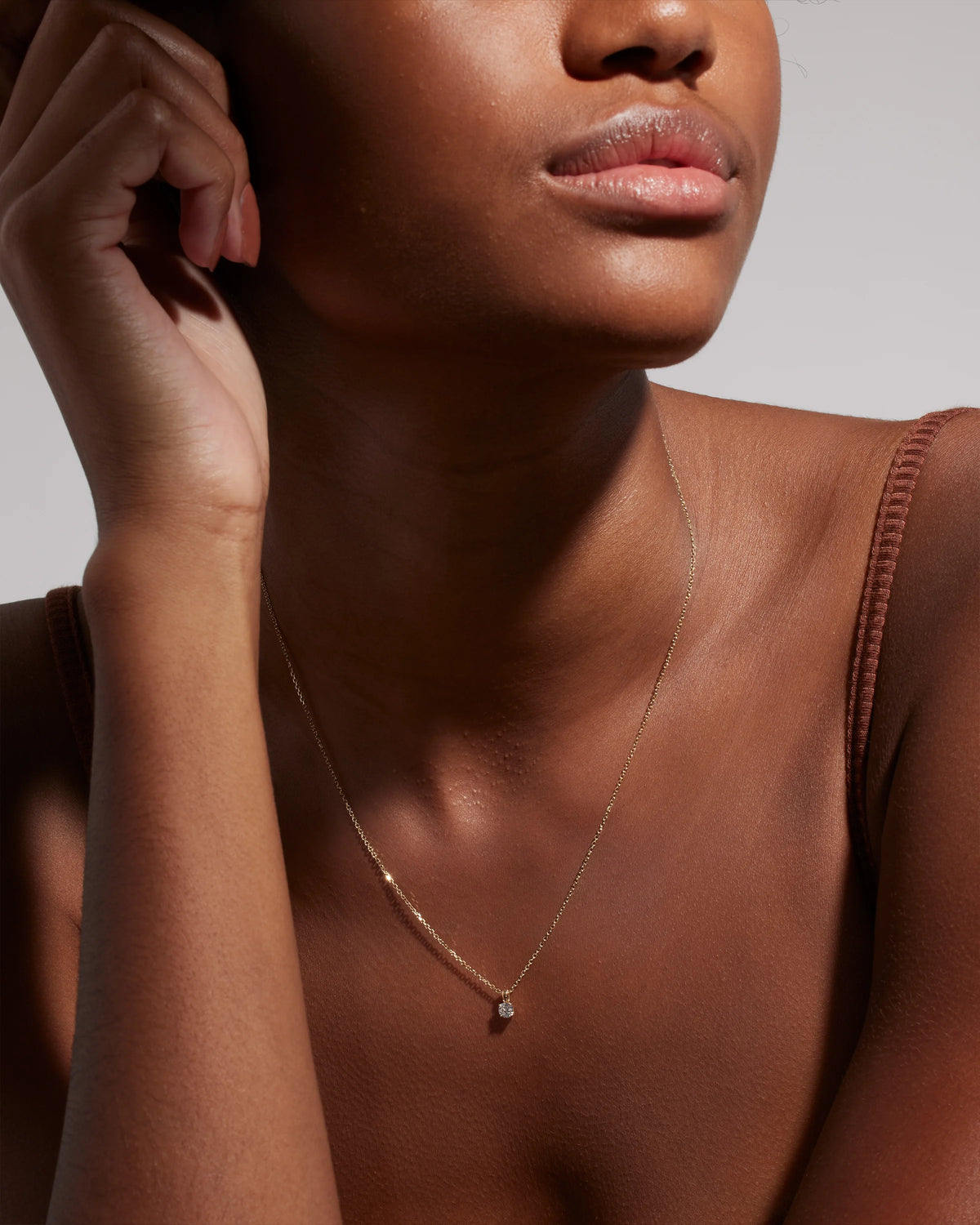 14k Gold Natural Diamond Solitaire Necklace - One Size / Yellow Gold